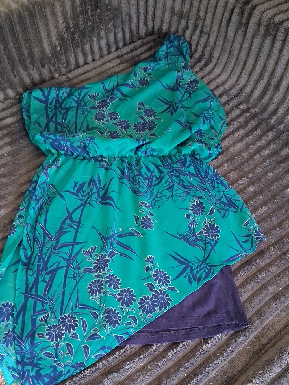 Turquoise Floral Asymmetrical Dress